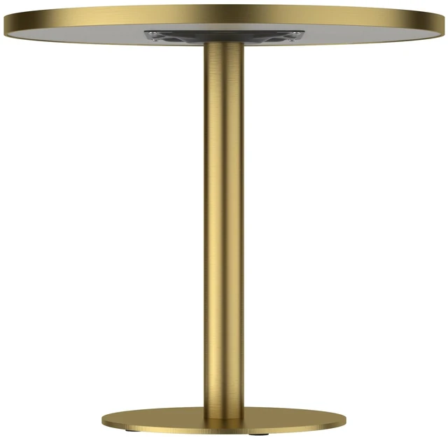 Alt view image 2 of 7 - 31.5 Inch Round Tulip Dining Table, Sintered Tabletop with Faux Print Stainless Steel Bracket Base Scratch and Wear