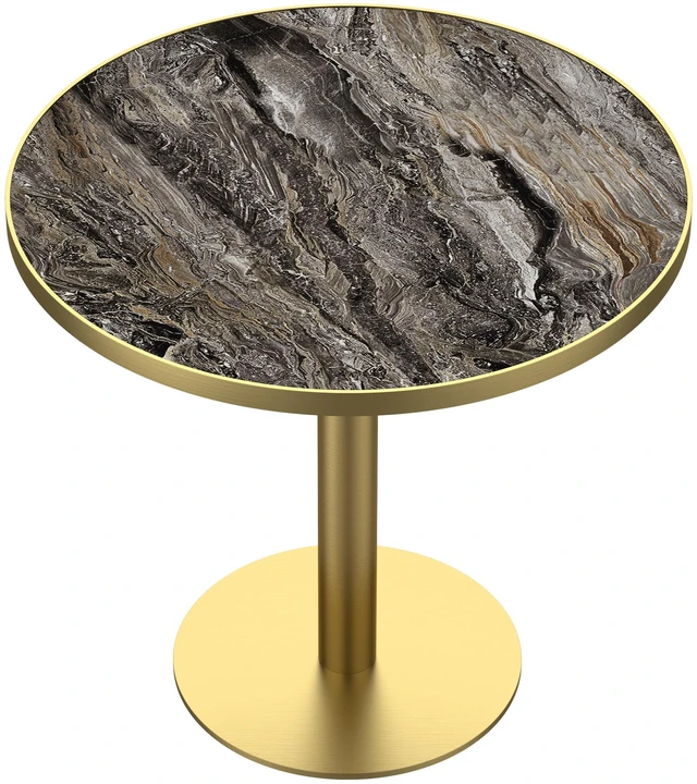 Main image of 31.5 Inch Round Tulip Dining Table, Sintered Tabletop with Faux Print Stainless Steel Bracket Base Scratch and Wear