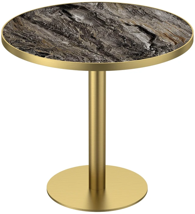 Alt view image 7 of 7 - 31.5 Inch Round Tulip Dining Table, Sintered Tabletop with Faux Print Stainless Steel Bracket Base Scratch and Wear