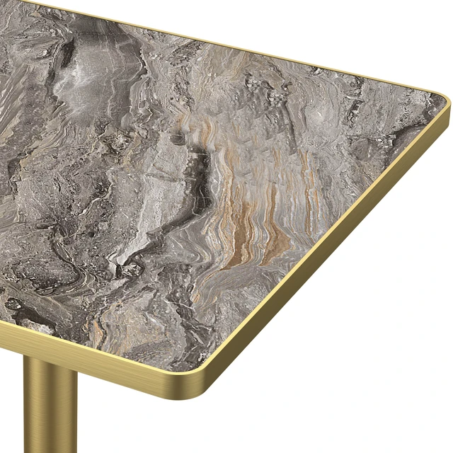 Alt view image 2 of 7 - 31.5 Inch Square Tulip Dining Table, Sintered Tabletop with Faux Print Stainless Steel Bracket Base Scratch and Wear