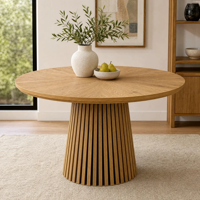Main image of 47.24 Inch Oval Wooden Dining Table, Round Kitchen Dining Table Fashionable Design Suitable for Family Gatherings