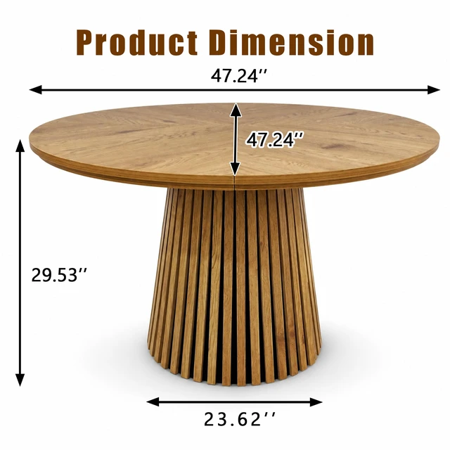 Alt view image 2 of 7 - 47.24 Inch Oval Wooden Dining Table, Round Kitchen Dining Table Fashionable Design Suitable for Family Gatherings