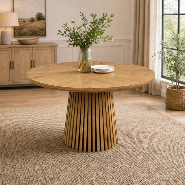 Alt view image 7 of 7 - 47.24 Inch Oval Wooden Dining Table, Round Kitchen Dining Table Fashionable Design Suitable for Family Gatherings