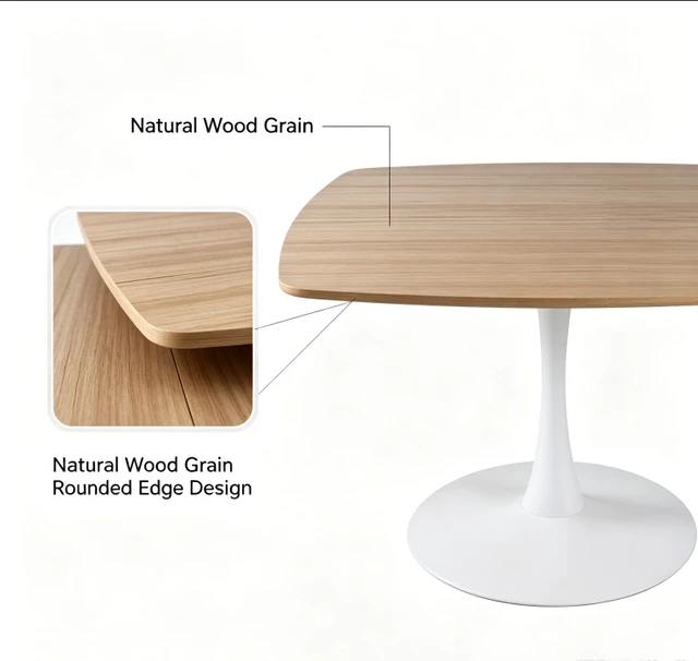 Alt view image 5 of 7 - Color Square Tulip Table for 2 to 3 Person, 42.12 Inch Small Dining Table with Metal Pedestal Base Kitchen for Small