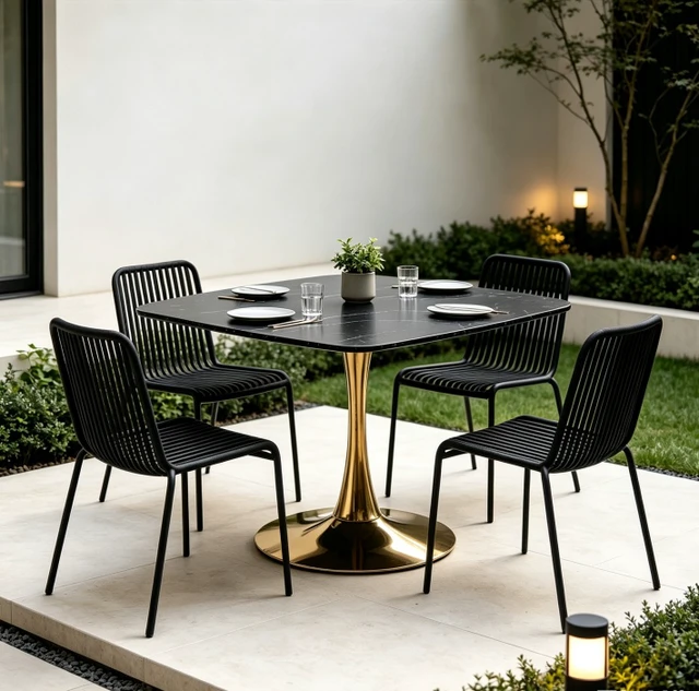 Alt view image 2 of 7 - Square Tulip Table for 2 to 3 Person, 42.12 Inch Small Dining Table with Metal Pedestal Base Kitchen for Small Space
