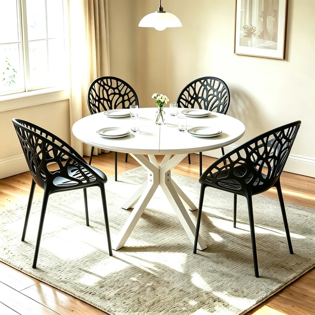 Alt view image 4 of 7 - 42 Inch Mid-Century Pedestal Table, Functional Cross Leg Dining Table for 4 to 6 People and Large Coffee MDF Top