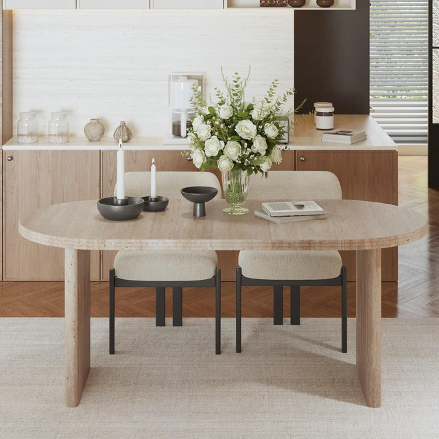 Main image of 70.87 Inch Extendable Dining Table with Removable Extension Leaves, Mid-Century Table Suitable for Dining Kitchens