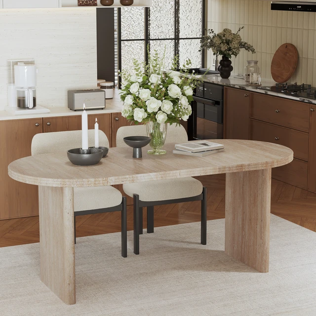 Alt view image 3 of 7 - 70.87 Inch Extendable Dining Table with Removable Extension Leaves, Mid-Century Table Suitable for Dining Kitchens