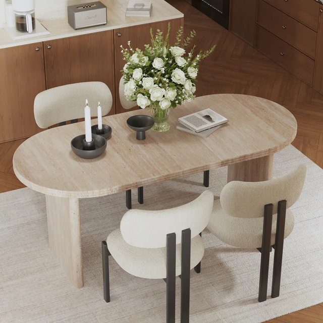 Alt view image 6 of 7 - 70.87 Inch Extendable Dining Table with Removable Extension Leaves, Mid-Century Table Suitable for Dining Kitchens