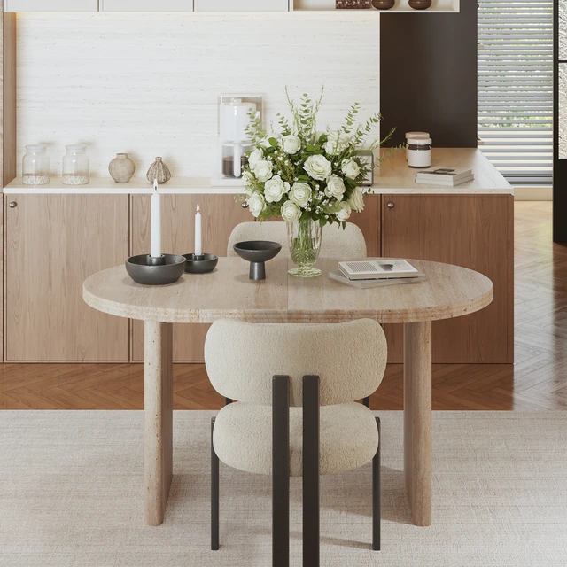 Alt view image 2 of 7 - 70.87 Inch Extendable Dining Table with Removable Extension Leaves, Mid-Century Table Suitable for Dining Kitchens