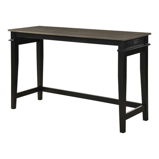 Alt view image 5 of 7 - 4 Piece Counter Height Dining Table Set Upholstered Stools USB Charging Ports Kitchen Nook Furniture, Black Finish