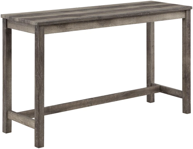 Alt view image 3 of 5 - 4 Piece Counter Height 60 Inch Pub Table Set with Tufted Creamy Linen Stools, Brown, Wood, Dining Kitchen Sets