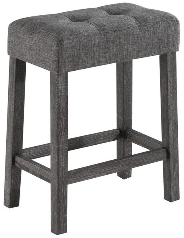 Alt view image 4 of 6 - Lux 3 Piece Counter Height 42 Inch Pub Table Set with Tufted Linen Stools, Gray, Dining Kitchen Sets