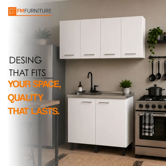 Alt view image 2 of 7 - Texas 47.2 Inch Manufactured 2 Piece Kitchen Sink Cabinet Set with Wall Cabinet and Base White, Particle Board