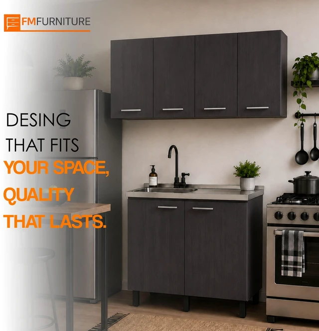 Alt view image 2 of 7 - Texas 39.3 Inch Manufactured 2 Piece Kitchen Sink Cabinet Set with Wall Cabinet and Base Wenge, Particle Board