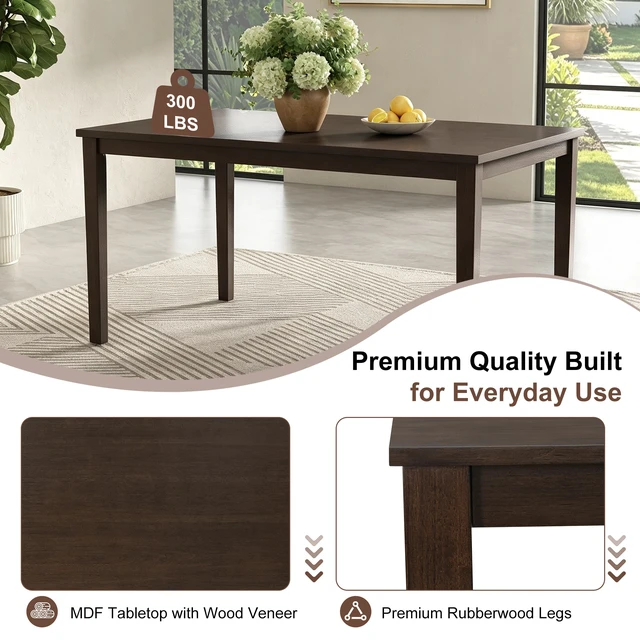 Alt view image 4 of 7 - Dining Table Set, Kitchen Table Set with Cross Back Dining Chairs and Upholstered Bench Space Saving Design Rubberwood
