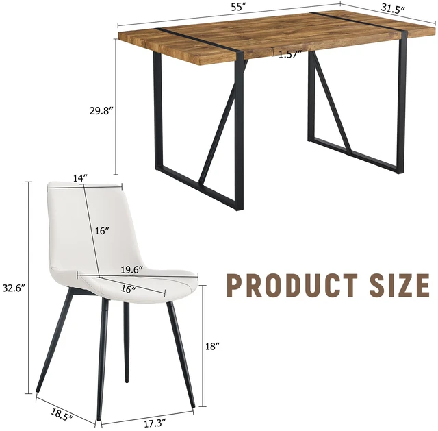 Alt view image 4 of 7 - Table and Chair Set, Textured Top in Color Black Metal Legs Dining Chair with Faux Leather Backrest Cushion with Black