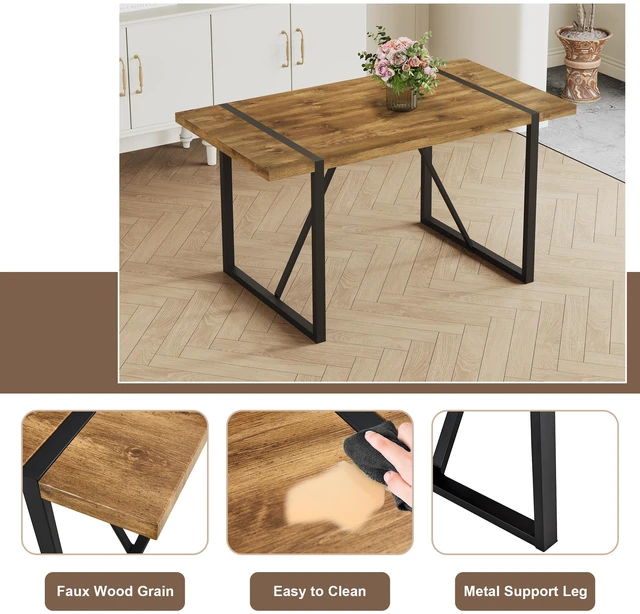 Alt view image 7 of 7 - Table and Chair Set, Textured Top in Color Black Metal Legs Dining Chair with Faux Leather Backrest Cushion with Black