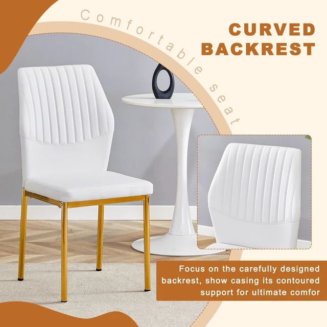 Alt view image 5 of 7 - Table and Chair Set 35 Inch Tempered Glass Round Dining Table Gold Metal Bracket and Base Paired with Material High