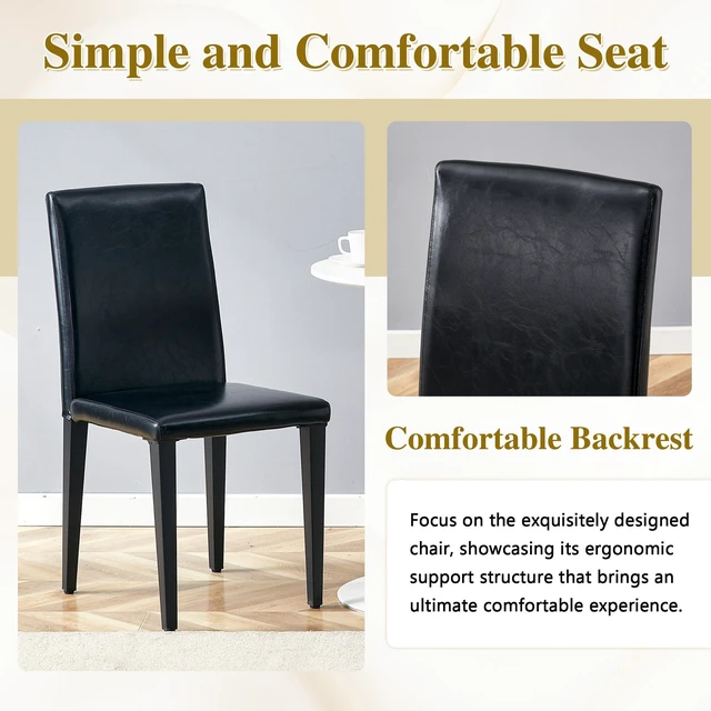 Alt view image 5 of 7 - Table and Chair Set 71 35.4 Inch Wood Grain MDF Splicing Desktop with Shaped Metal Frame Dining Table Includes Dining