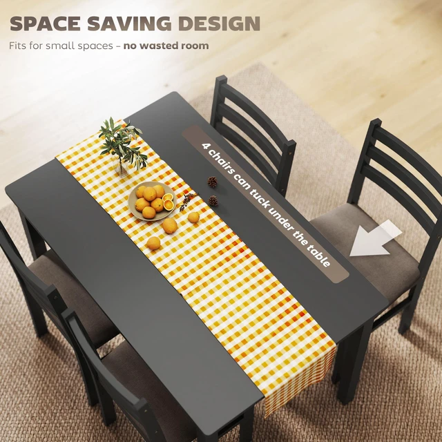 Alt view image 4 of 7 - 5 Piece Dining Table Set for with Solid Wood Frame, Kitchen Table Set with Upholstered Padded Chairs for Small Space