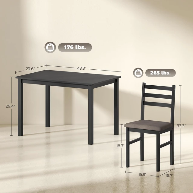 Alt view image 7 of 7 - 5 Piece Dining Table Set for with Solid Wood Frame, Kitchen Table Set with Upholstered Padded Chairs for Small Space