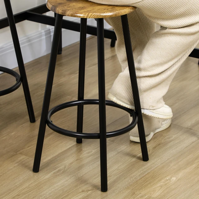 Alt view image 3 of 7 - 5 Piece Counter Height Bar Table Set, 43.25 Inch Dining Table with Bar Stools Kitchen with Wooden Top for Pub Dining