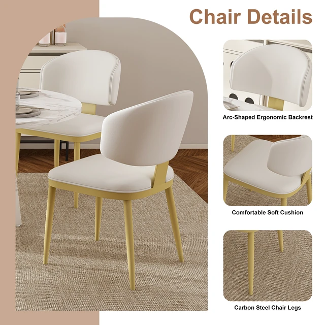 Alt view image 5 of 7 - 5 Piece Round Dining Table Set, 47 Inch Kitchen Table MDF Wood Grain 300 lb Capacity with Chair Carbon Steel Frame High