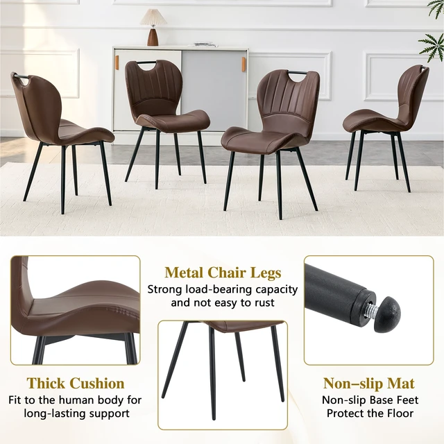 Alt view image 7 of 7 - Table and Chair Set 38.6 Inch Glass Round Table, Paired with Four Uniquely Designed Dining Chairs with Coloer Metal