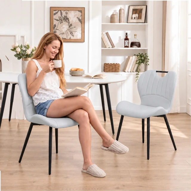 Alt view image 2 of 7 - Pull Table Dining Chair Set, Medium Density Fiberboard Tabletop with Black Metal Table Legs Extendable Pull Mid-Century