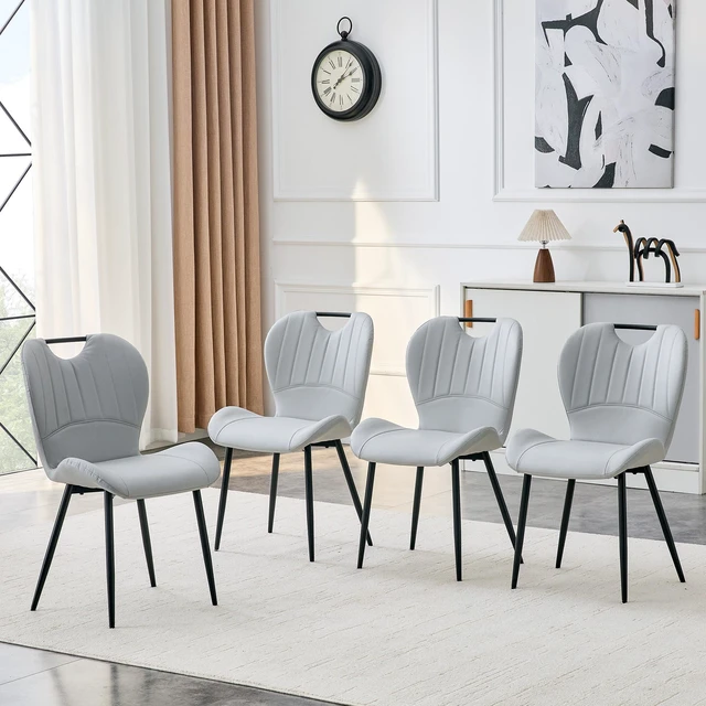 Alt view image 4 of 7 - Pull Table Dining Chair Set, Medium Density Fiberboard Tabletop with Black Metal Table Legs Extendable Pull Mid-Century