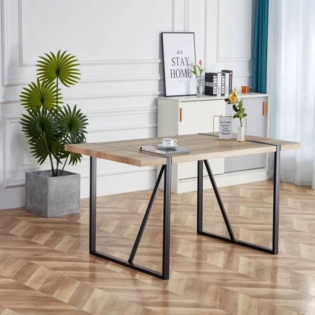 Main image of 55 Inch MDF Color Dining Table and Dining Chair Set, Mid Century Wooden Kitchen Table Set Metal Base and Legs and Suede