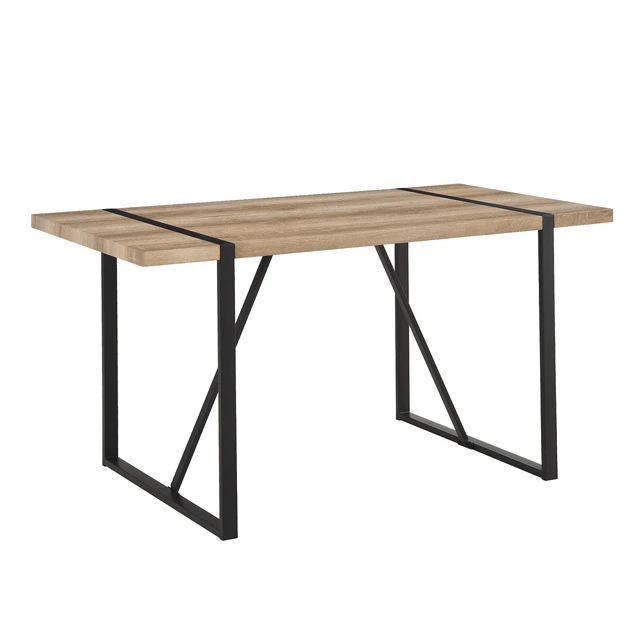 Alt view image 3 of 5 - 55 Inch MDF Color Dining Table and Dining Chair Set, Mid Century Wooden Kitchen Table Set Metal Base and Legs and Suede