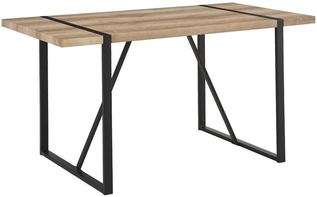 Alt view image 7 of 7 - 55 Inch MDF Color Dining Table and Dining Chair Set, Mid Century Wooden Kitchen Table Set Metal Base and Legs and Linen