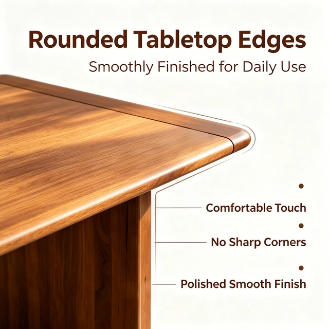Alt view image 6 of 7 - Solid Dining Table Set with Bench, Rectangular Walnut Tone Dinner Table with Matching Wooden Bench Heavy Duty Kitchen