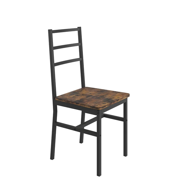 Alt view image 7 of 7 - Five Piece Set Table and Chair with Backrest, Solid Structure, Brown, MDF, Dining Kitchen Sets