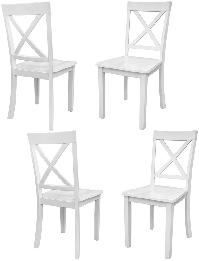 Main image of 4 Pieces Dining Chairs Set for 4 Persons, Kitchen Solid Chairs, White, MDF, Dining Kitchen Sets