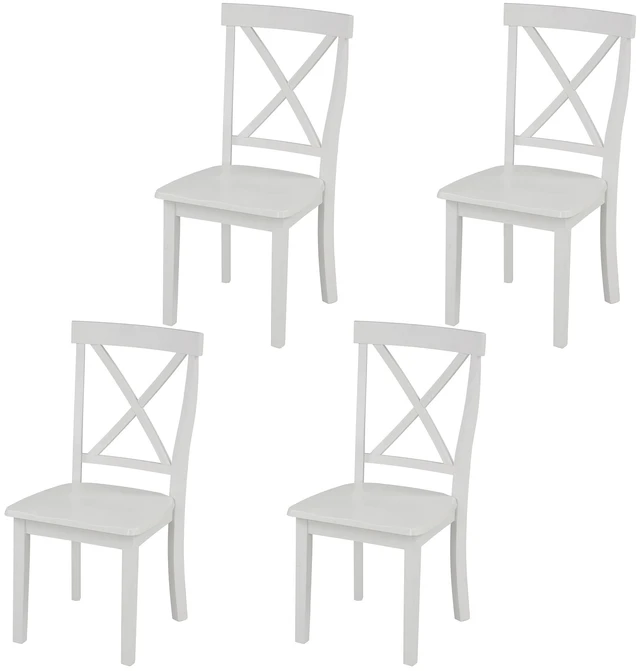 Alt view image 3 of 7 - 4 Pieces Dining Chairs Set for 4 Persons, Kitchen Solid Chairs, White, MDF, Dining Kitchen Sets