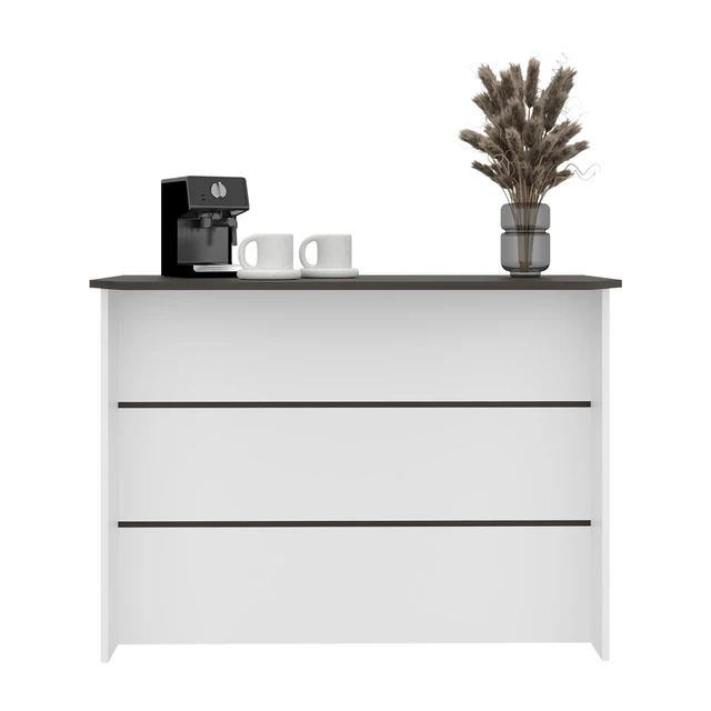 Alt view image 5 of 7 - Open Shelves Kitchen Island, White, Particle Board, Kitchen Islands Carts