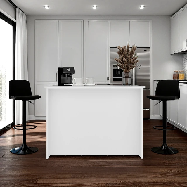 Alt view image 2 of 7 - Open Shelves Kitchen Island, White, Particle Board, Kitchen Islands Carts