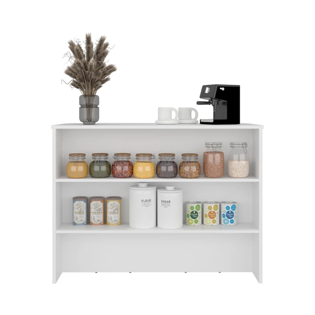 Alt view image 5 of 7 - Open Shelves Kitchen Island, White, Particle Board, Kitchen Islands Carts