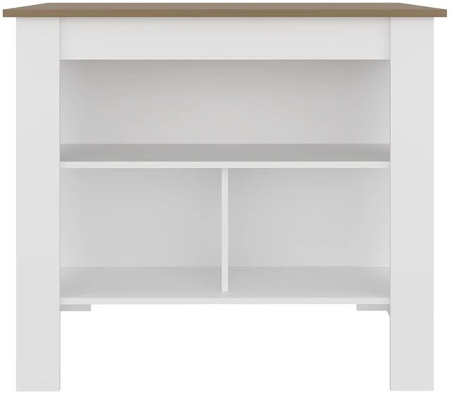 Alt view image 4 of 7 - Cala Kitchen Island, Three Open Shelves One Top Shelf Four Legs Kitchen Decor and Organizer, Natural Wood White