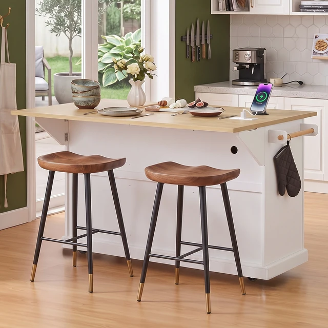 Alt view image 5 of 7 - 64.6 Inch Large Kitchen Island with Trash Can Storage, Embossed Texture Rolling Kitchen Cart 4 Wheels with 2 Doors
