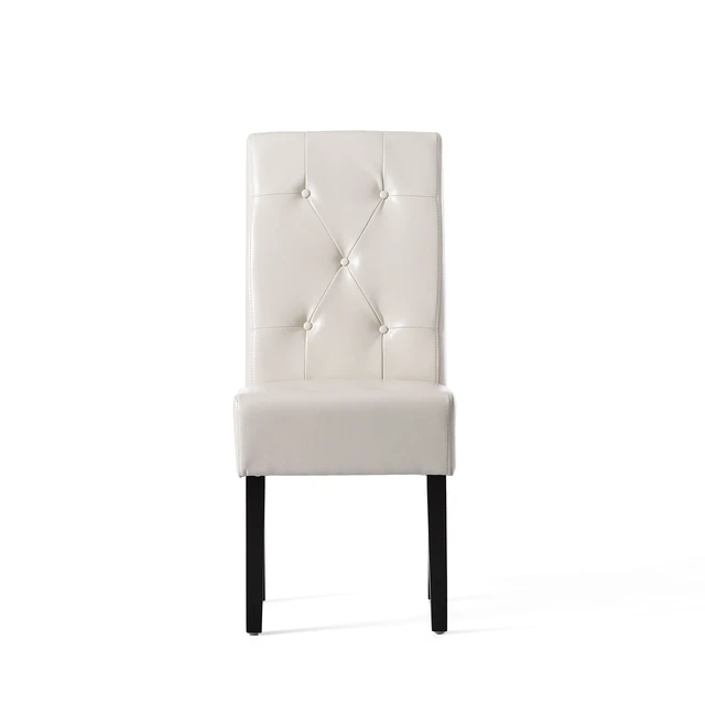 Alt view image 6 of 7 - Dining Chair, Ivory, Bonded Leather, Seating for Dining