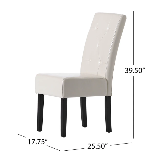 Alt view image 5 of 7 - Dining Chair, Ivory, Bonded Leather, Seating for Dining