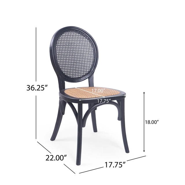 Alt view image 4 of 7 - Dining Chair Set, Matte Black, Rattan, Seating for Dining