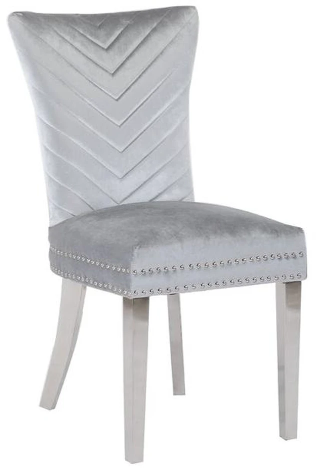 Alt view image 3 of 7 - 2 Piece Stainless Steel Legs Chair Finish with Velvet Fabric, Silver, Seating for Dining