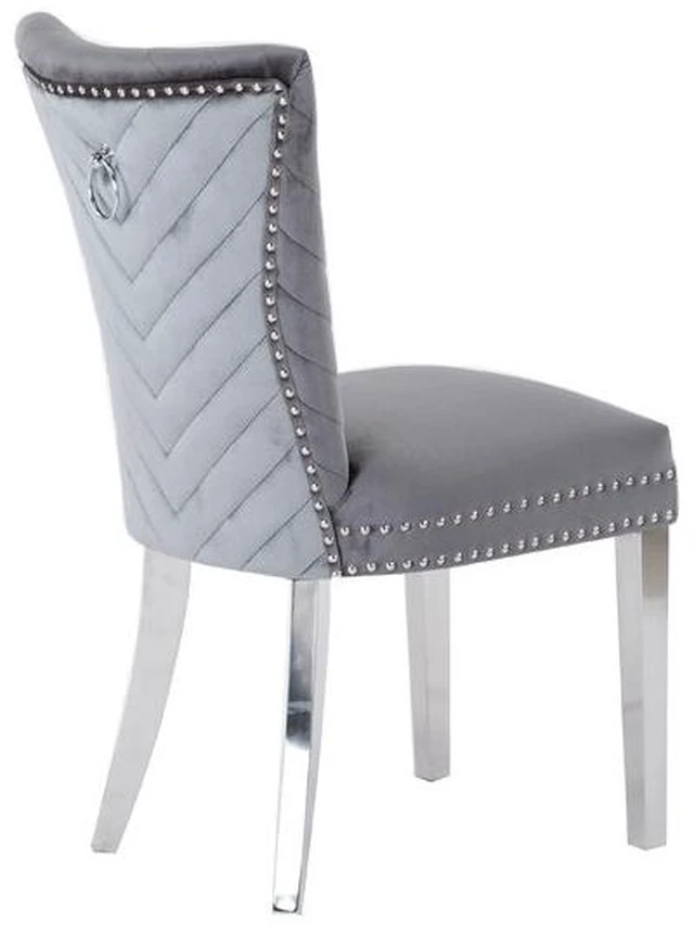 Alt view image 7 of 7 - 2 Piece Stainless Steel Legs Chair Finish with Velvet Fabric, Gray, Seating for Dining