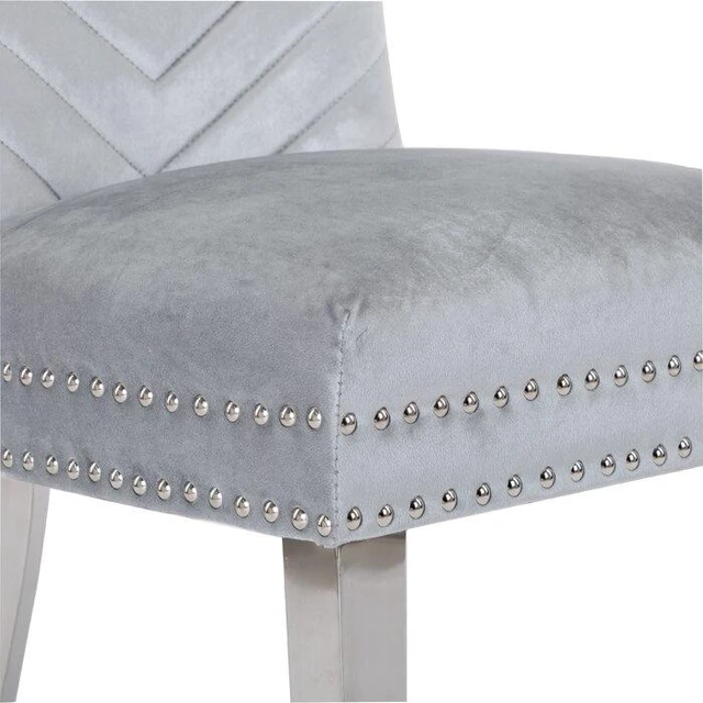 Alt view image 5 of 7 - 2 Piece Stainless Steel Legs Chair Finish with Velvet Fabric, Silver, Seating for Dining