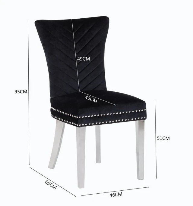 Alt view image 2 of 7 - 2 Piece Stainless Steel Legs Chair Finish with Velvet Fabric, Black, Seating for Dining